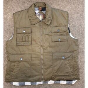 Branded Lion Vest Mens 1XB Canvas Quilted Plaid Flannel Lined Hunting Outdoor